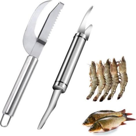 Éplucheur de Crevettes - Multifonction - 2 Pcs - Couteaux à Queue de Poisson - Compatible Lave-Vaisselle - Blanc (1/4)