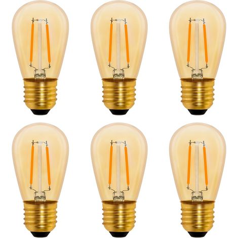 S14 Ampoule LED à Filament Vintage E27, 1W Amber Edison Remplacement 10W Incandescence, Non Dimmable, Blanc Chaud 2200K, AC 220V (1/5)