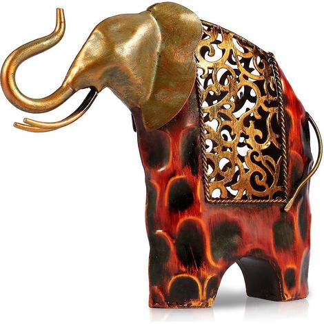 TOOARTS Geschnitzter Elefant aus Eisen, Tierskulptur aus Metall, Wohnaccessoires, Kunsthandwerk