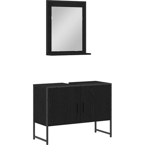 Maison Exclusive - Set di mobili per il bagno 2 pcs Nero Legno multistrato