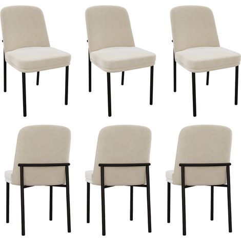 Lot de 6 chaises de salle à manger avec pieds en métal et velours beige, pour salle à manger et hôtel (1/5)