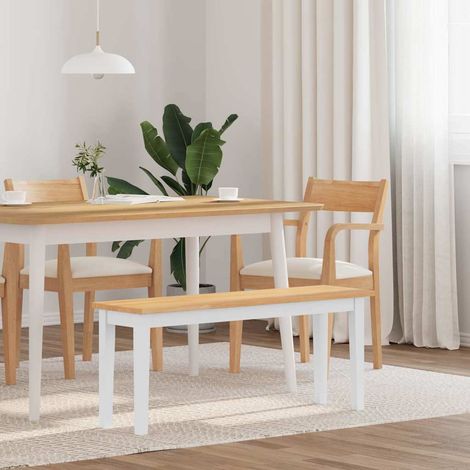 Vidaxl – Banc en bois d'hévéa massif 110 cm – Couleur blanc – Dimensions 110 x 30 x 45 cm – Capacité 110 kg – Assemblage requis