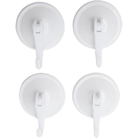 Ganci a ventosa, set da 4, rimovibili, riutilizzabili, antitraccia, impermeabili, per qualsiasi superficie liscia (bagno, cucina, ufficio), senza chiodi né colla, bianchi.