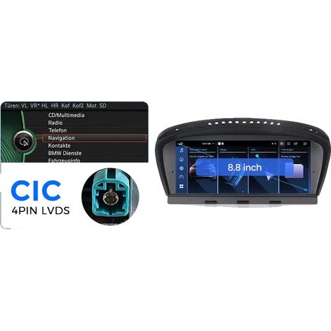 Autoradio, multimédia intégré, installation facile, compatible avec BMW Série 3 / 5, Android 14 Auto Car, CIC 4Pin LVDS 4-64G (1/2)
