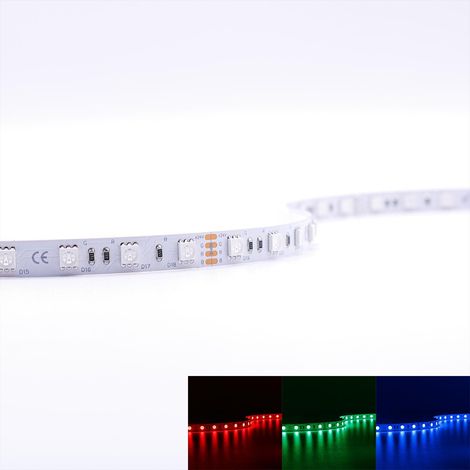 Strip 24V LED Streifen 5M 14,4W/m 60LED/m 10mm Farbwechsel - Lichtfarbe: RGB - Schutzart: IP20 (1/5)