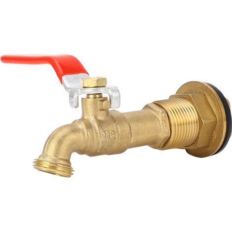 Robinet à bille quart de tour de 1/2 pouces, robinet de baril de pluie avec cloison pour réservoirs d'eau, baignoires et piscines (1/5)