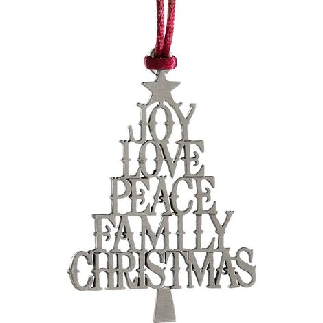 Adorno navideño de hojalata maciza con cordón colgante de satén rojo, diseño de doble cara, decoración colgante DIY para fiestas en casa (ambiente navideño). (1/5)
