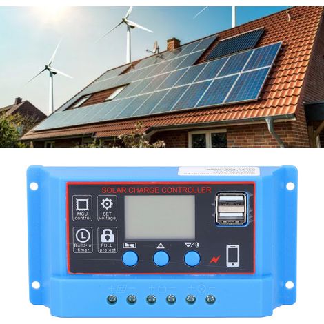Contrôleur solaire photovoltaïque 11,1 V/12,8 V / Contrôleur de charge solaire avec écran LCD, 30 A (1/5)