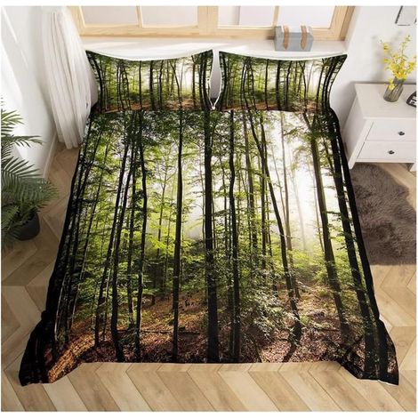 Arbre Print Parure de Lit 240x260cm Décors Naturels Ensembles de Housse de Couette pour Enfants Feuille Branche -B3N (1/4)