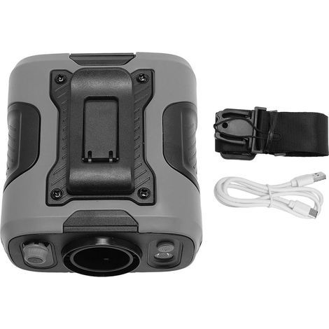 Ventilateur de ceinture rechargeable Gris 13500 tr/min 100 vitesses LED SOS autonomie 40h clip portable pour extérieur randonnée (1/5)