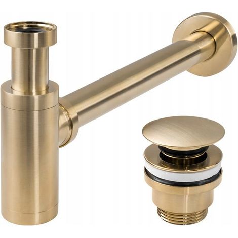 Univerasl Basin Siphon + Basin Plug Click-Clack REA Brush Gold