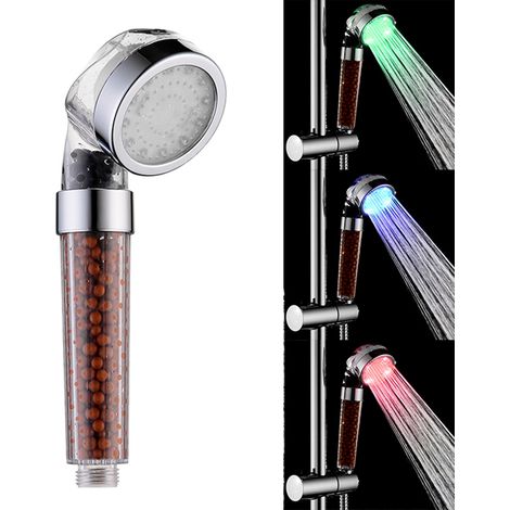 Pommeau de douche automatique à 12 LED, 3 couleurs changeantes, avec capteur de température et inducteur, pour salle de bain et toilettes, portable. (1/5)