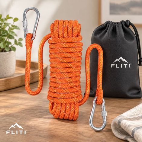 Corde de Sécurité Nylon Tressée 10mm 10m 1000kg Alpinisme Sauvetage Extérieur (1/5)