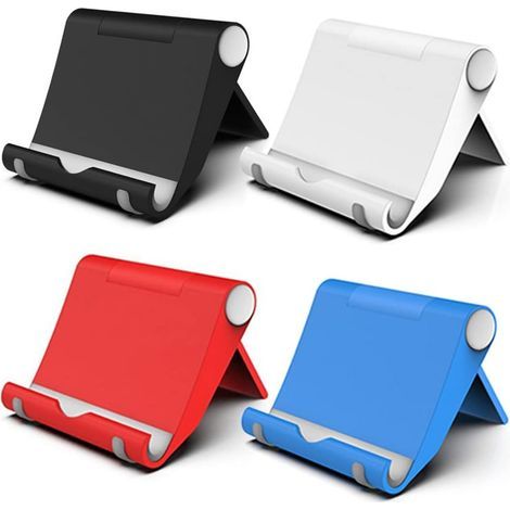 Set of 4 Adjustable Mobile Phone Stands for Desk - Foldable Mobile Phone Holder Compatible with iPhone 16, 15, 14, 13, 12, 11, Samsung Galaxy, Huawei (4 Colors) (1/5)