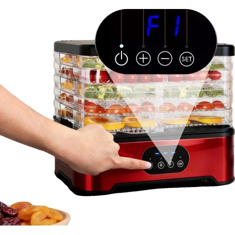 Déshydrateur alimentaire, 5 couches, 350 watts, contrôle de température réglable, minuterie jusqu'à 24 heures, design léger (1/5)