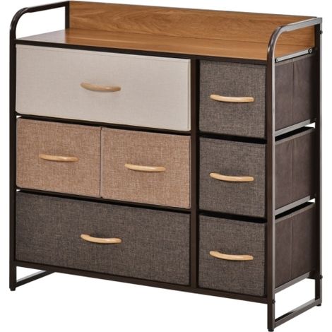 Multi-Colored 3-Tier Fabric Chest of Drawers with 7 Foldable Drawers for Bedroom and Living Room Storage Solutions