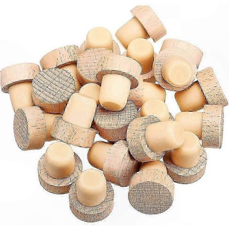 Lot de 30 bouchons de vin réutilisables en bois, bouchons en forme de T pour la conservation du vin (1/5)