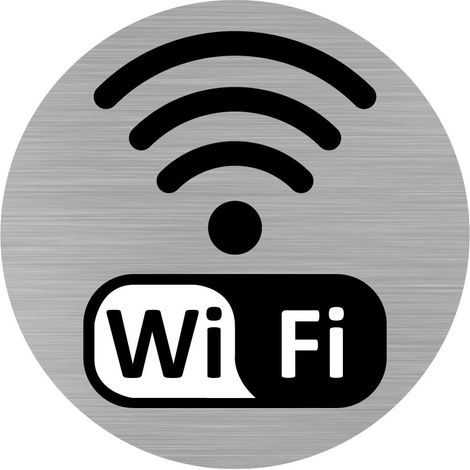 Pictogramme WIFI (Q0402).- Adhésif aspect aluminium brossé - Diamètre 76 mm (1/5)