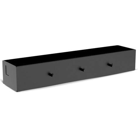 Cozze® Mensola Universale per Cucina da Esterno – Ripiano da appendere a Back Grid e Station Cozze, acciaio zincato, nero opaco, 60 x 13 x 10 cm, con 3 ganci