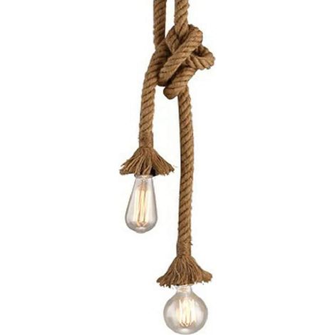 Suspension en corde de chanvre, style industriel rétro vintage, idéale pour restaurant, bar, café, douille E27, 220 V, 100 cm (ampoule non incluse). (1/5)