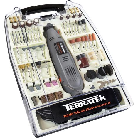 Terratek 234pc Rotary Multi Tool Kit Variable Speed 135W, Dremel Compatible & Storage Case