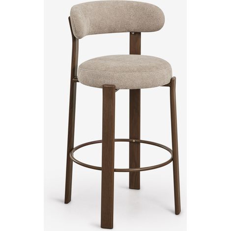 Set di 2 sgabelli alti con schienale in tessuto chenille e ferro Jolie SKLUM            