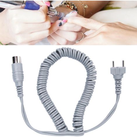 Cordon d'alimentation de perceuse à ongles, 1,8m, conception de trois prises, gris, charge rapide et fiable (1/5)