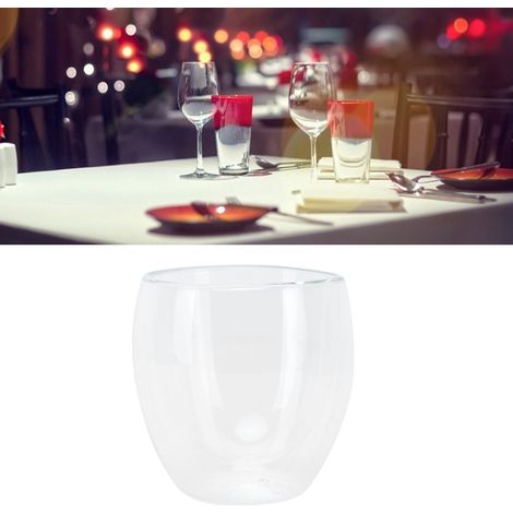 Mug à lait transparent à 2 couches, cylindrique, résistant à la chaleur, pour boissons à la maison (250 ml) (1/5)