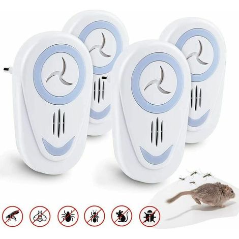 Répulsif à ultrasons contre les moustiques, répulsif contre les insectes et les rongeurs, répulsif contre les moustiques d'intérieur électronique pour souris, souris, moustique, cafard, mouches, cafar (1/4)
