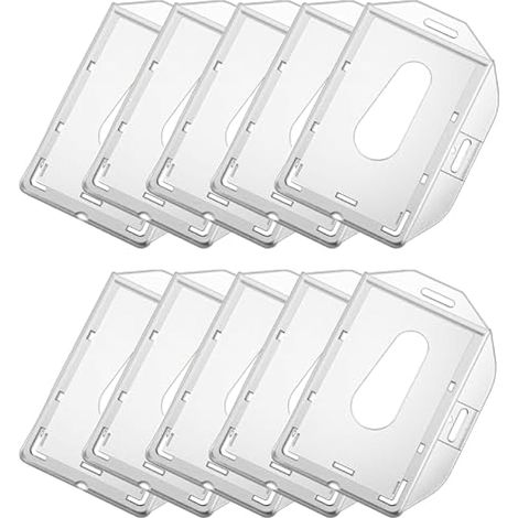 lot de 10 Porte-cartes d'identité porte-cartes rétractables avec enrouleur de clé, double usage vertical et horizontal, en plastique rigide pour cartes d'identité et cartes de crédit (1/5)