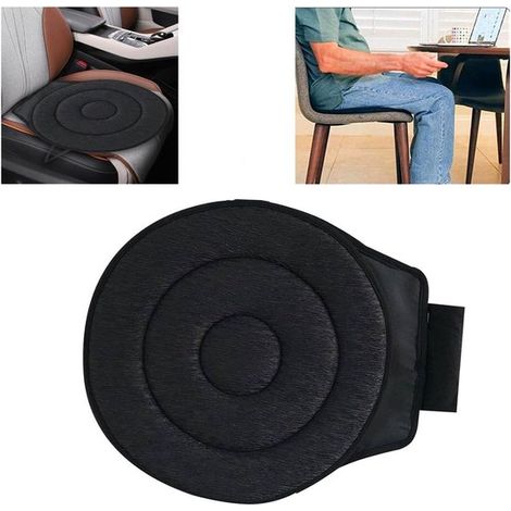 Coussin de siège auto pivotant à 360° - Noir - Coussin de siège antidérapant en mousse à mémoire de forme (1/5)