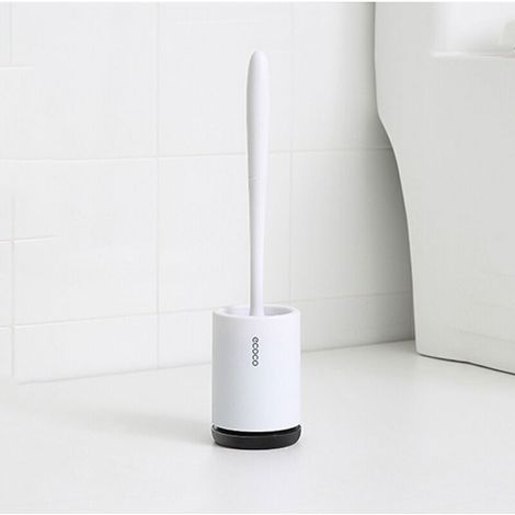 Brosse de Toilette Brosse WC en Silicone Antibactérienne balayette WC Ensemble Brosse de Toilettes à Manche Long avec Support Hygiénique (Flooring) (1/5)