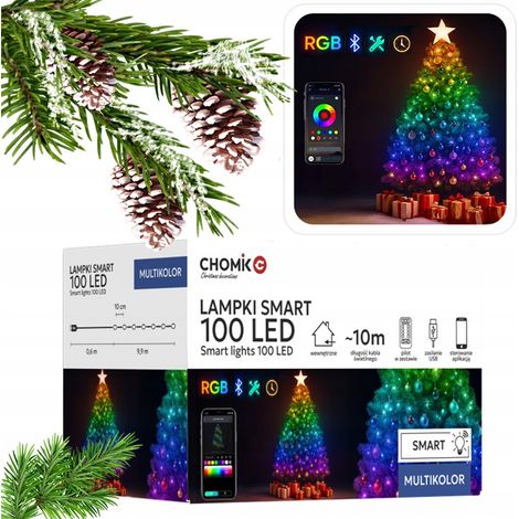 Luci LED intelligenti per albero di Natale, 100L multicolore con telecomando USB, 10+0,6 m (1/5)