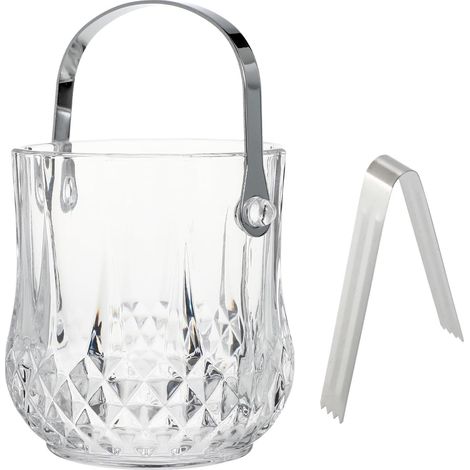 Seau à Glace en Verre Transparent avec Poignée, Conteneur Pratique pour Glaçons et Bouteilles, Seau Multi-usages pour Bar et Maison, Accessoire Cuisine Élégant et Portable (1/5)