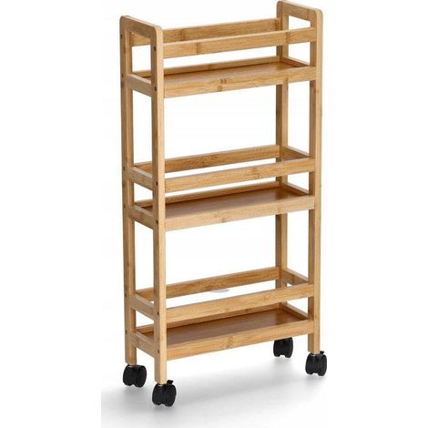 Zeller Carrito con ruedas Bambú 36 x 15 x 74 cm