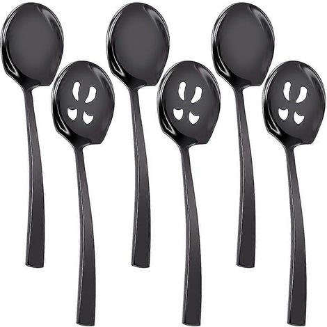 Set de 6 cuillères de service et écumoires en acier inoxydable, (1/5)