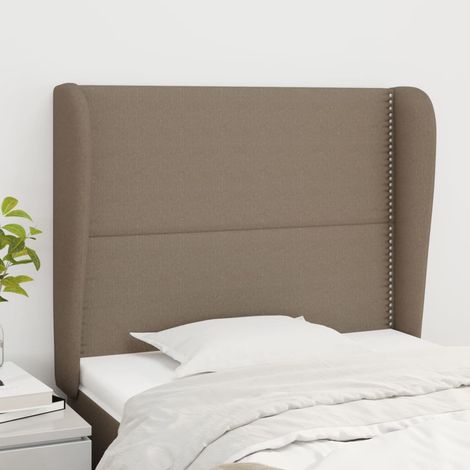 Tête de lit avec oreilles Style Classique Armoire de lit - Taupe 103x23x118/128 cm Tissu BV615422 - BonneVie (1/5)