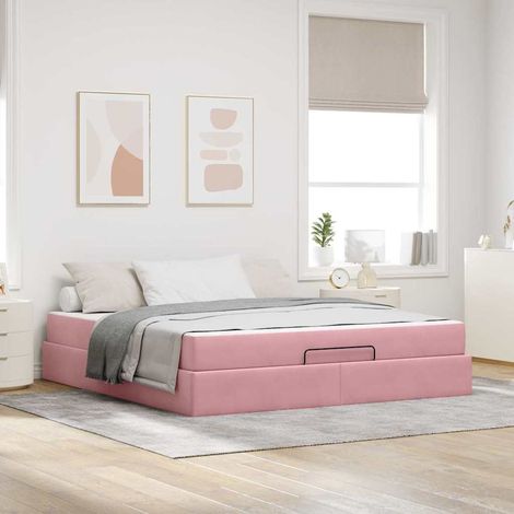 Bettgestell mit Matratze 2 pcs Rosa Samt (1/5)