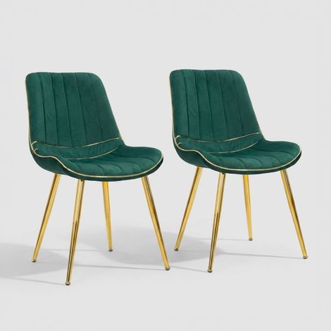 Set de 2 sillas tapizadas en poliéster y metal Paris - Verde oscuro (1/5)
