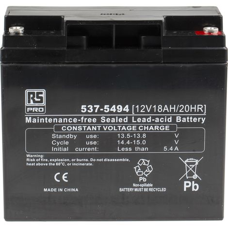 Batterie au plomb étanche RS PRO 12V 18Ah cyclique ( Prix pour 1 )
