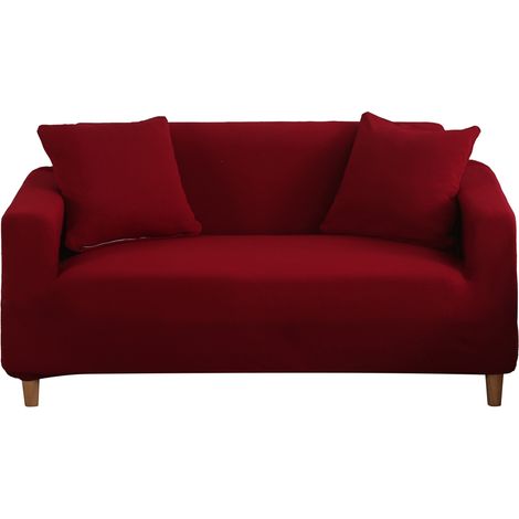 Housse de Canapé Élastique Imperméable Tricot Épais Universel Protection Antitache Rouge Siège Unique 90-140cm (1/5)