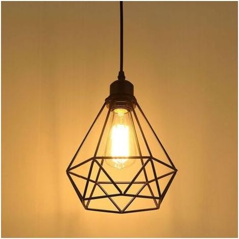 Industrielle Retro-Pendelleuchte, Kronleuchter, Vintage-schwarze Käfiglampe, Metalllampenschirm, Deckenleuchte für Restaurant, Wohnzimmer, Schlafzimmer, Küche, Bar, Flur (Leuchtmittel nicht enthalten) (1/5)