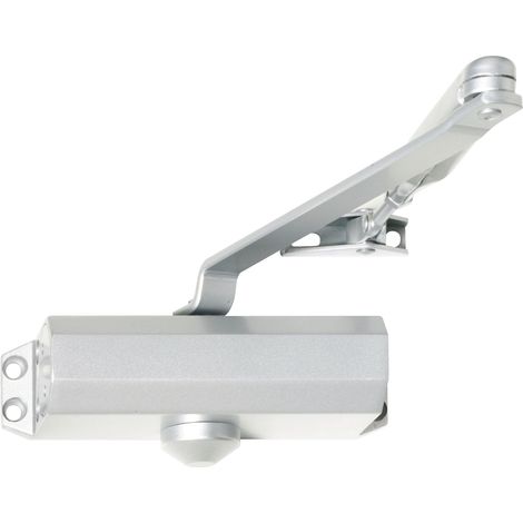 Türschließer TS 10, EN 2,3,4 mit Gestänge, ohne Feststellung silber RAL 9006