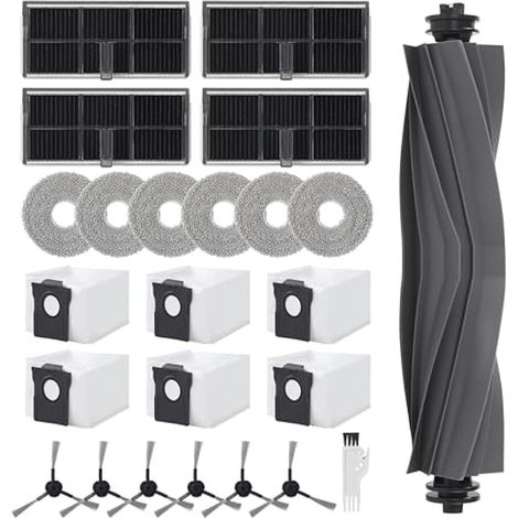 Kit da 24 pezzi compatibile con Dreame L10s Ultra Gen 2/Mova E30 Ultra/L10s Pro Ultra Heat/X30 Ultra: 1 spazzola principale, 6 sacchetti per la polvere, 6 panni, 6 spazzole laterali, 4 filtri, 1 spazz