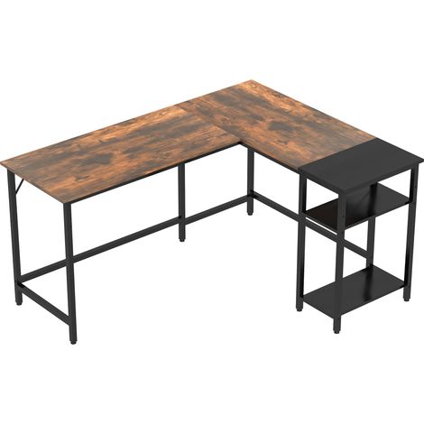 easycomfort scrivania angolare per computer stile industriale con ripiano laterale nera