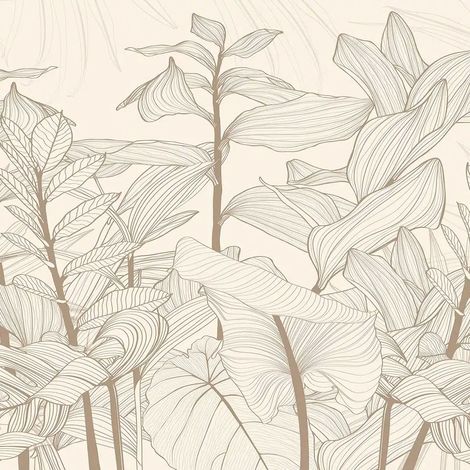 papier peint panoramique feuilles beige et marron clair - Sanders & Sanders (1/5)