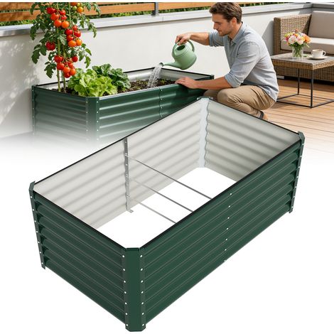 TolleTour Metall Hochbeet 160x90x60cm Raumteiler Garten Verzinktes Gemüsebeet mit Kantenschutz, Stabil & Rostfrei, Bodenloses Pflanzbeet für Außenbereich, Schwarz