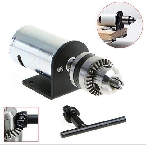 Tour à bois 12-36 V CC avec moteur 555, mandrin de perceuse miniature et support de montage - Kit d'outils pour bricoleurs (1/5)