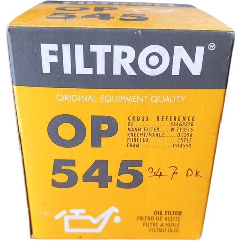 Filtro olio motore marca filtron codice filtro op 545