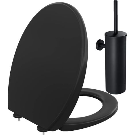 Toilettensitz, langsame Absenkautomatik, Schnellverschlussfunktion, Toilettensitz mit Toilettenbürste (1/2)